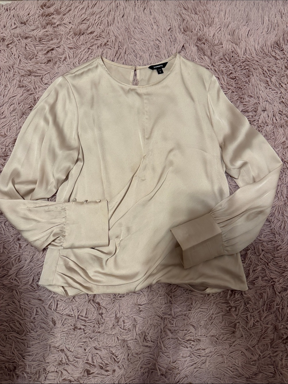 Banana Republic Cream Satin Long-Sleeve Blouse